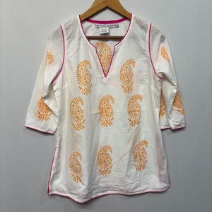 Gretchen Scott Women 3/4 Sleeve Blouse Top Shirt Size Medium Paisley C061 -9